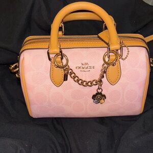 Coach Pink and Tan Satchel Bag